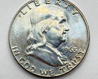 1963 D - Silver Franklin Half Dollar