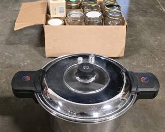 Waterless, Greaseless  Pressure Cooker with Box of Mason Jars and Lids