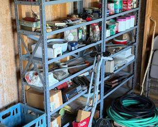 Large Garage & Workshop Contents Lot - Metal Shelving, Tools, Hardware, Hoses & More - Lake Odessa Off-Site