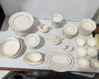 Large Pope-Gosser China Made In USA ERA 55 White + Silver - Estate Sales Warehouse (GR)
