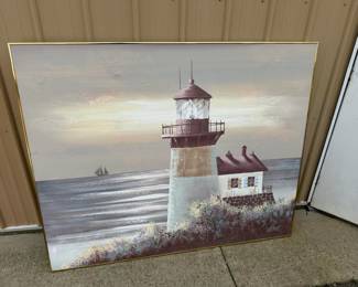 Lee Reynolds Lighthouse Seascape Hand Embellished Print 4'x5'