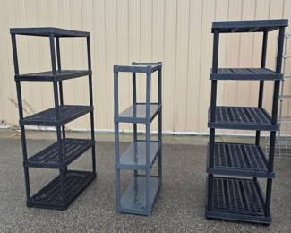 3 Plastic Shelving Units