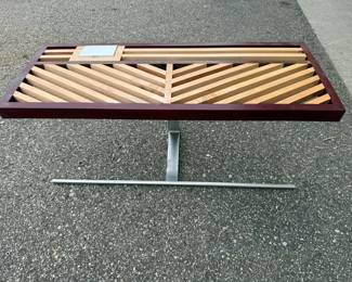 Modern Slatted Hardwood Bench with Built-In Power Outlet