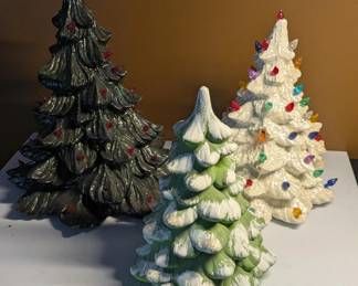 Three Vintage Ceramic Christmas Trees