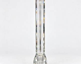 Vintage Wolfard Style Tall Clear Glass Oil Lamp With Faceted Geometric Base - Potterville