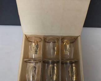 6 Coors Gold Gilded Glasses in Original Boxes