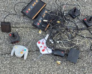 Video Game Lot - Atari 2600 Consoles, Joysticks, Controllers & Cables