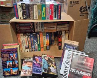 Large Assorted Lot Of VHS Tapes & DVDs Mixed Genres Including Western Drama Comedy Classics