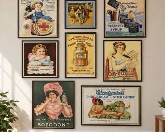 Collection Vintage and Antique-Style Advertising Wall Hangings