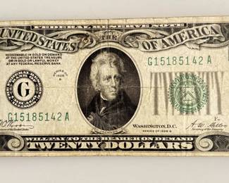 1928 B Series - Green Seal - $20 Federal Reserve Note