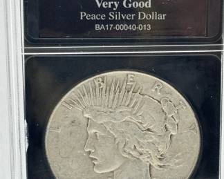 1935 - Peace Silver Dollar - Bradford Mint Certified Very Good