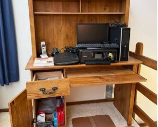Wooden Computer Desk with Hutch, Storage Cabinet, Drawer & Pull-Out Keyboard Tray - Lake Odessa Off-Site