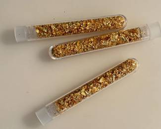3 Large Vials of Recovered Gold Leaf Flakes