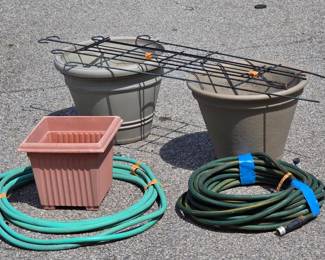 Large Gardening Group - Garden Hoses, Trellis, Planters