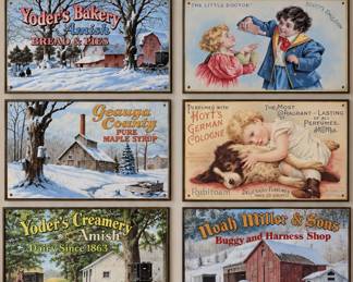 Collection of Antique/Vintage Style Advertising Metal Wall Hangings