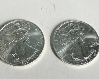 Lot of 2 - 2003 American Silver Eagle Bullion Coins