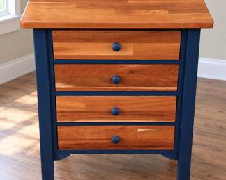 Unique Two-Tone Dark Navy Nightstand - Excellent Condition - Sturdy
