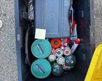 Tote of Camping & Cooking Supplies