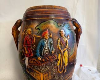 Vintage Norleans Japan Pirate Themed Ceramic Barrel Container