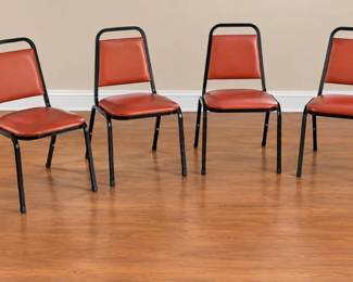(6) Vintage Commercial Vinyl Stackable Chairs