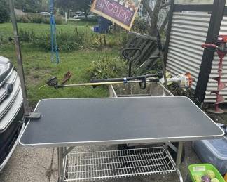 Folding Pet Grooming Table with Adjustable Arm, Noose, and Storage Basket - Grand Rapids Off-Site