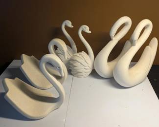 Vintage Swan Figurines - Mid Century Modern - Ready to Paint - Bisqueware