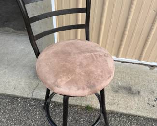 Metal Swivel Bar Stool, Ladder Back, Tan Microsuede Seat