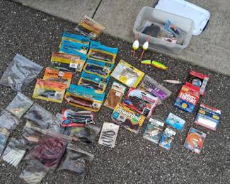 Assorted Fishing Tackle, Lures, Hooks, and Soft Baits Collection