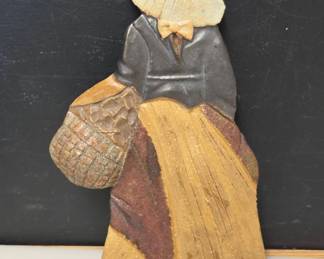 Signed Pottery Figural Wall Hanging