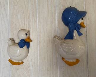 Set of 2 Goose & Duck Wall Decorations - Blue Bonnet & Bow Farmhouse Decor - Lake Odessa Off-Site