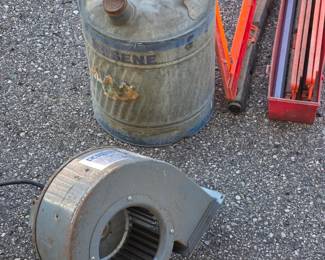 Gas Can, Warning Signs and Blower