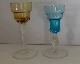 Vintage Blefeld & Co "Harlequin" Glasses Liquor Cordial Hand Blown in Portugal
