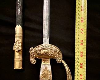 1800s Etched Blade Royal Sword Crafted By Legendary Johann Stroblberger of Munich W-Leather Scabbard