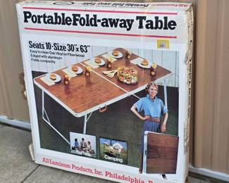 Vintage All-Luminum Portable Fold-Away Table in Original Box