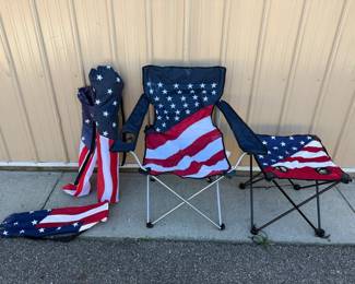 American Flag Themed Folding Chairs w/ Matching Table