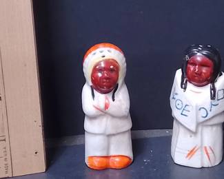 Vintage 1950s Hand-Painted Native American Ceramic Salt And Pepper Shakers Made In Japan - Potterville
