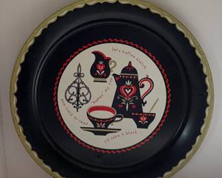 Vintage Large Round Metal Kaffee Klatch Serving Tray