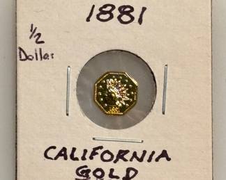 1881 - California Gold Octagonal Commemorative Token - 1/2 Dollar