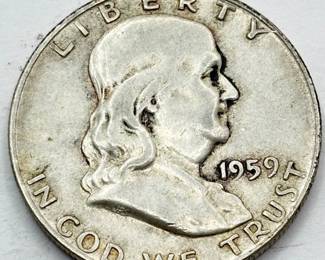 1959 D - Silver Franklin Half Dollar
