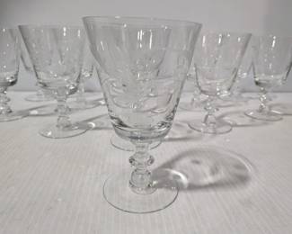 Crystal Glass Set 12 Clear With Light Frosted Detail - Estate Sales Warehouse (GR)