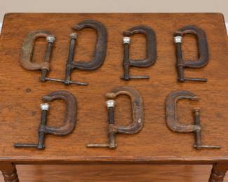 Lot of 7 Vintage Williams Company 5- and 7-Inch-Deep Throat Clamps