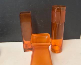 Orange Glass Vase Set