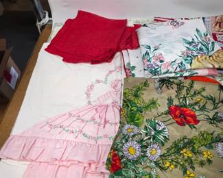 Large Collection of Vintage Tablecloths and Linens