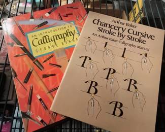 2 Vintage Calligraphy Books George Evans & Arthur Baker Lettering Penmanship Manuals - Potterville