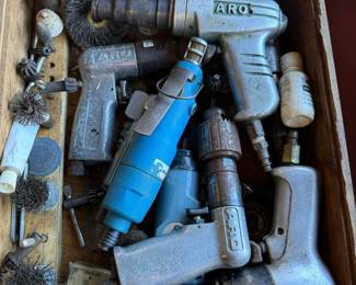 ARO Pneumatic Air Drill Lot with Master Power, Cummins Air Tools, Die Grinder & Wire Wheels