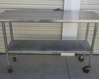 Stainless Steel Commercial Work and Prep Table with a Bottom Storage Shelf and Rolling Casters