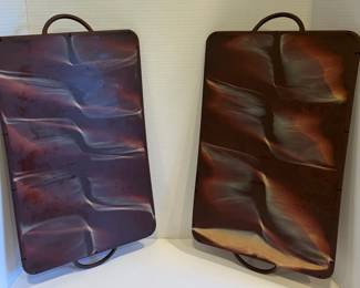 Vintage MCM Silicone Brown Swirl Serving Trays