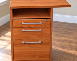 3-Drawer Office Pedestal/File Cabinet with an Extended Upper Top Shelf