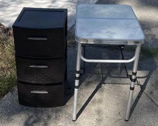 Sterilite 3-Drawer Plastic Storage Cart and Aluminum Folding Portable Table - Grand Rapids Off-Site
