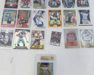 19 Sports Cards in 9 Count Protective Pages Plus Bowman Prospect Graded 9.5, Football, Basketball